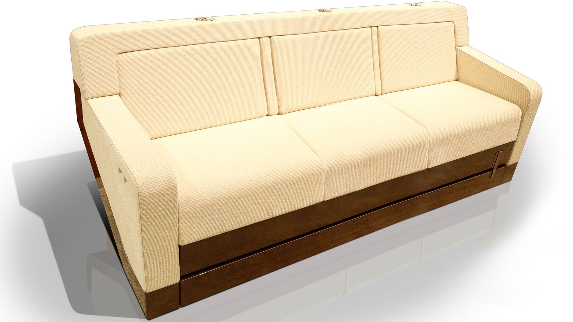 3D illustration of three-person beige divan