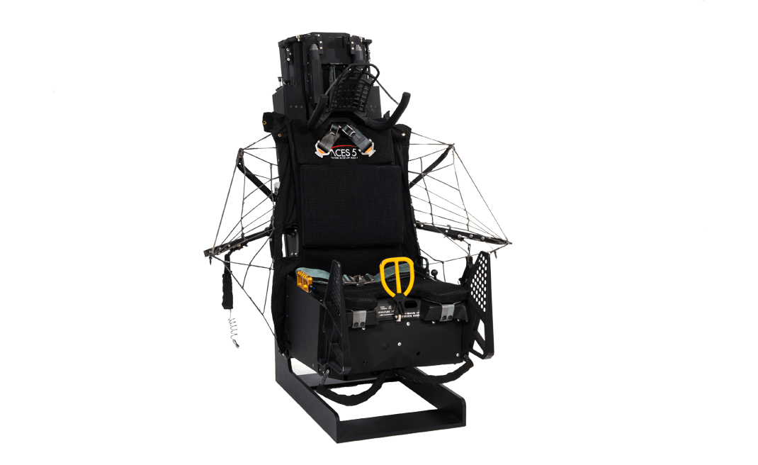 An ACES 5 ejection seat with ejection features deployed